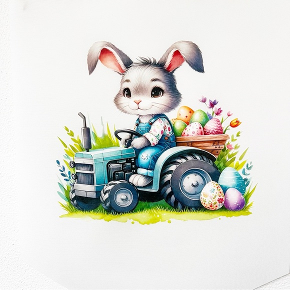 Easter Bunny on Tractor Wall Banner – 18x12 Indoor/Outdoor Décor - Picture 3 of 3